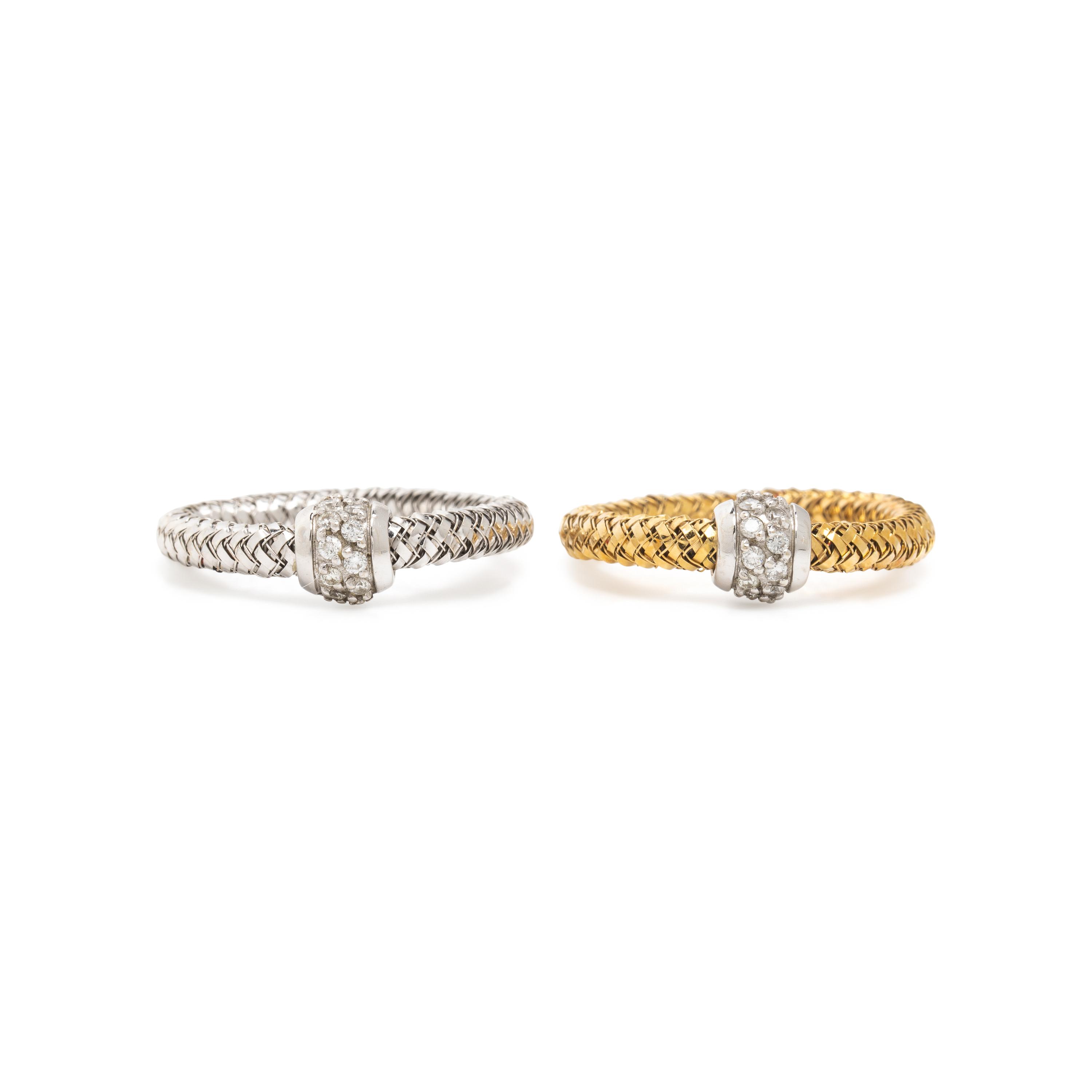 Roberto Coin, Pair of Diamond and Gold Flexible Rings