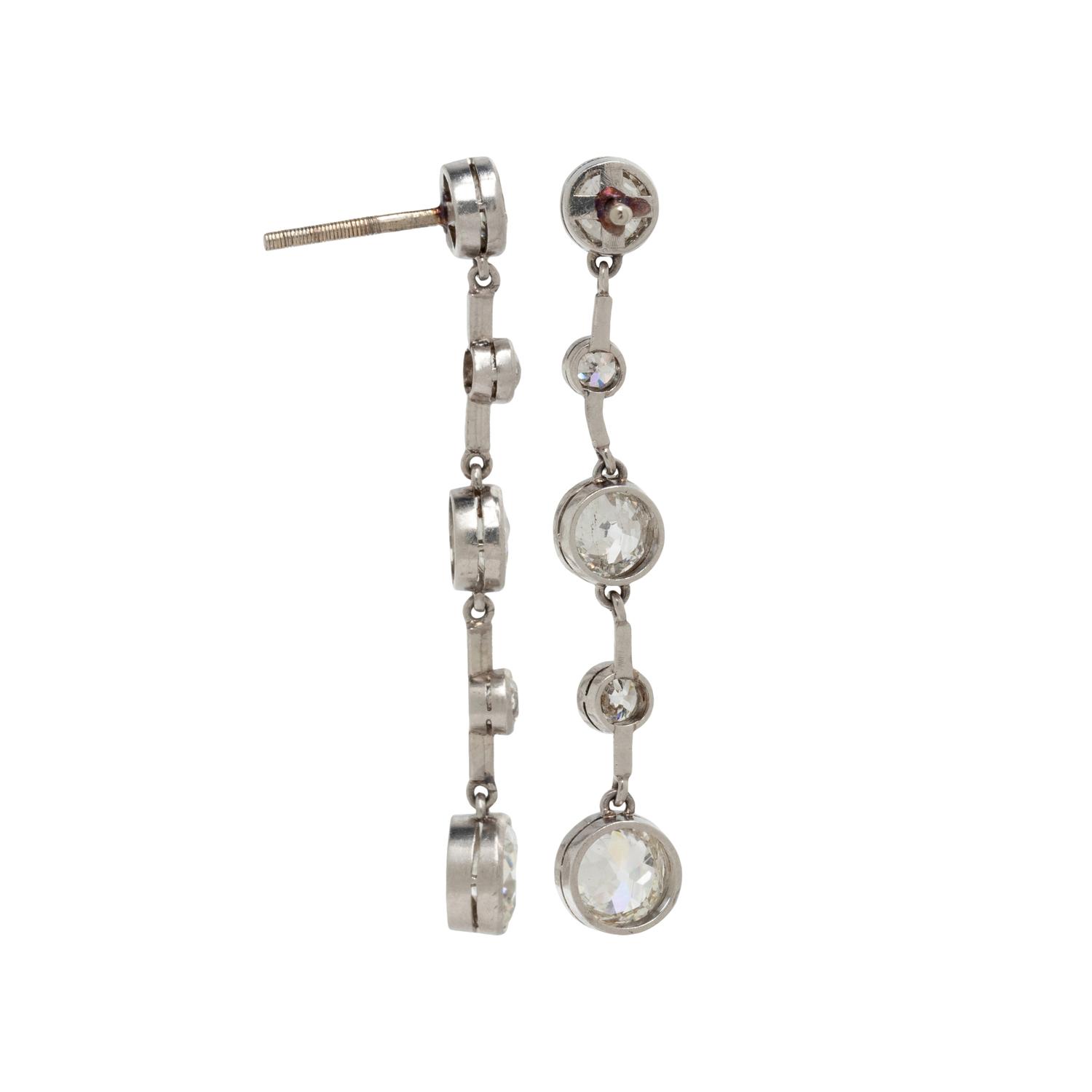 DIAMOND AND PLATINUM DROP EARRINGS