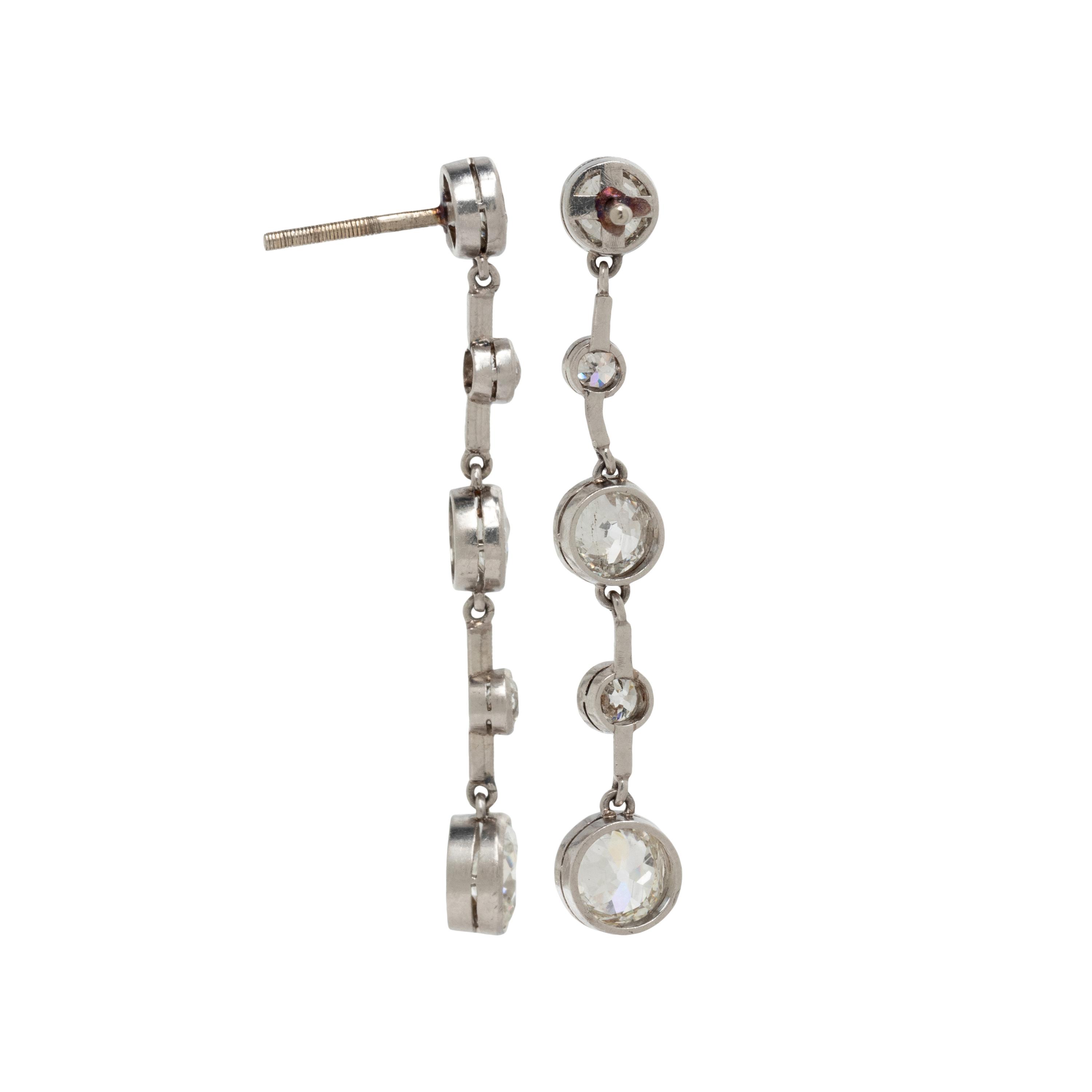 DIAMOND AND PLATINUM DROP EARRINGS