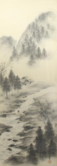 A Japanese Painting on Silk Height 54 x 21 1/2 inches (framed). — 20TH CENTURY