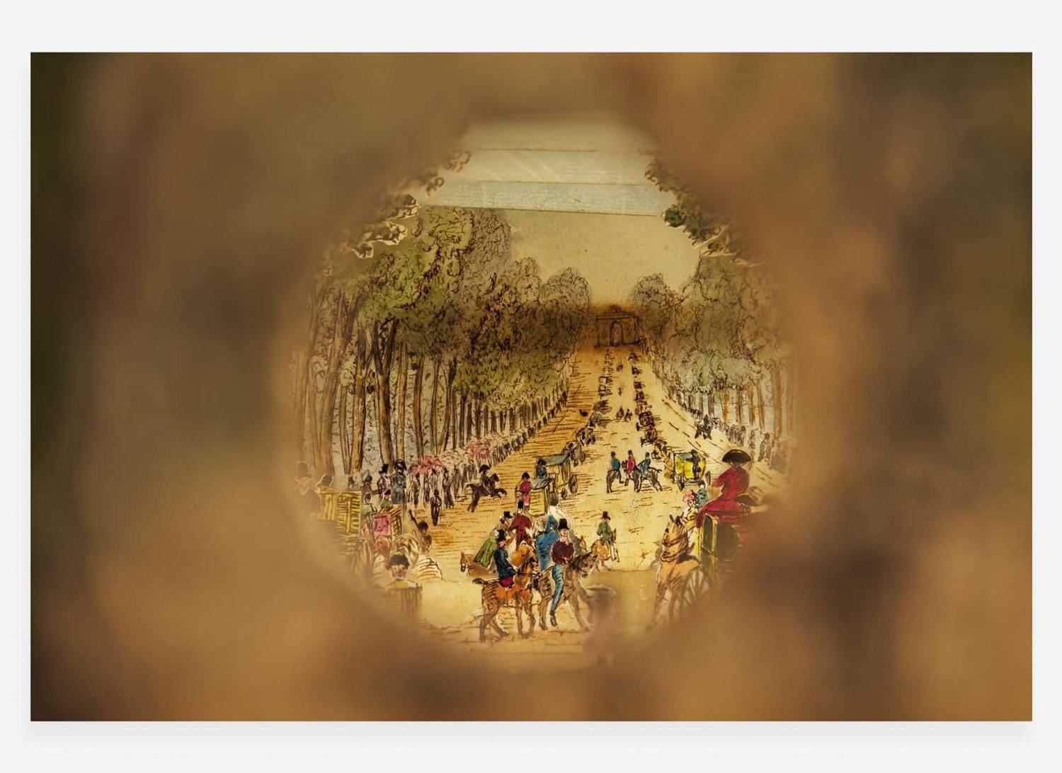 [Curiosa] [Peepshow] Hand-Made Example of the "Optique No. 4. Promenade de Longchamp" Paper Peepshow