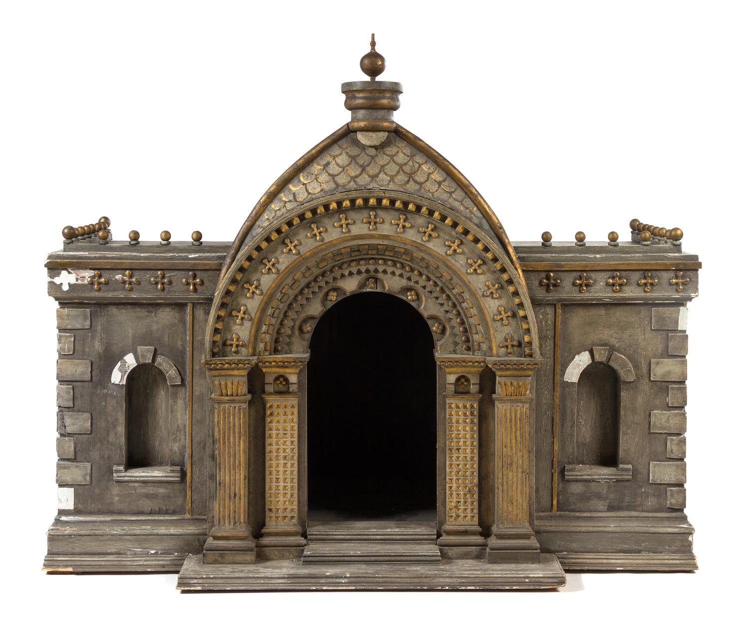 A French Painted Wood and Gesso Dog House Height 49 x width 59 1/2 x depth 27 inches. — LATE 19TH/EARLY 20TH CENTURY