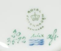 A Royal Copenhagen Flora Danica Porcelain Chocolate Pot with Five Cups and Three Saucers