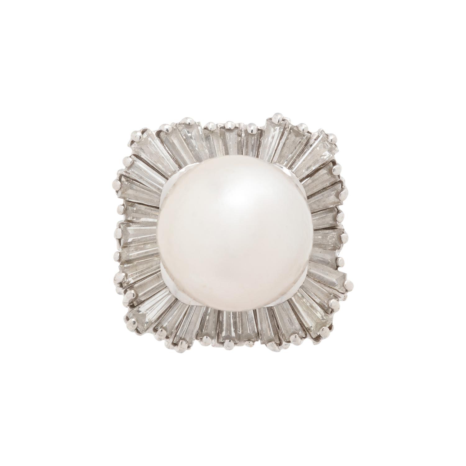 CULTURED SOUTH SEA PEARL AND DIAMOND CONVERTIBLE RING/PENDANT