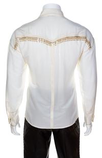 A Gianni Versace Cream Rayon and Silk Bead Embellished Men's Shirt, Size 50.