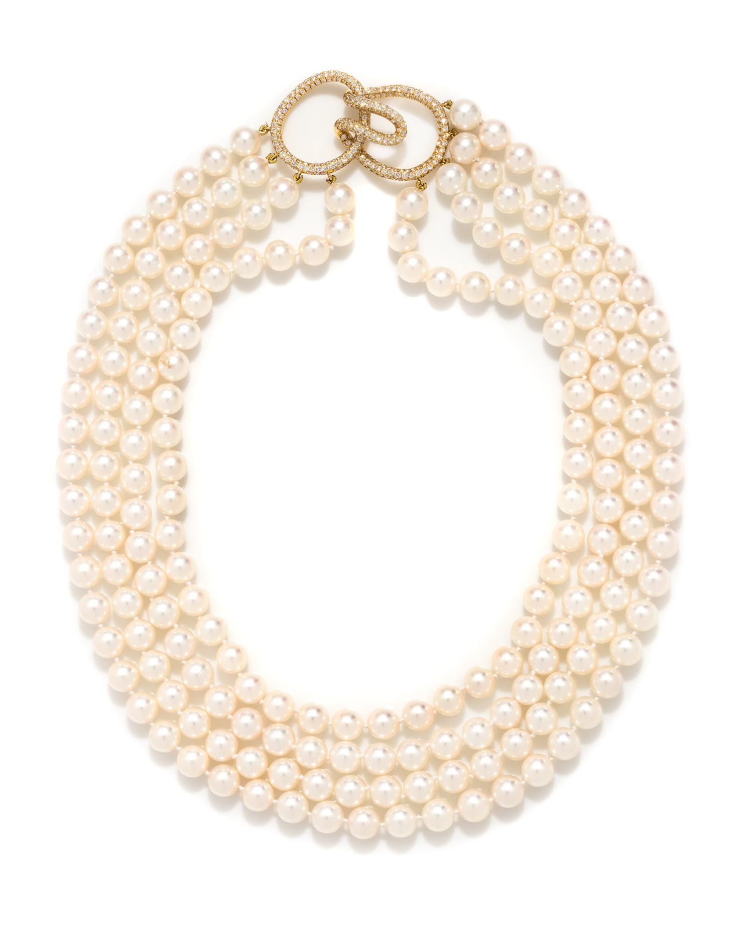 CULTURED PEARL AND DIAMOND NECKLACE