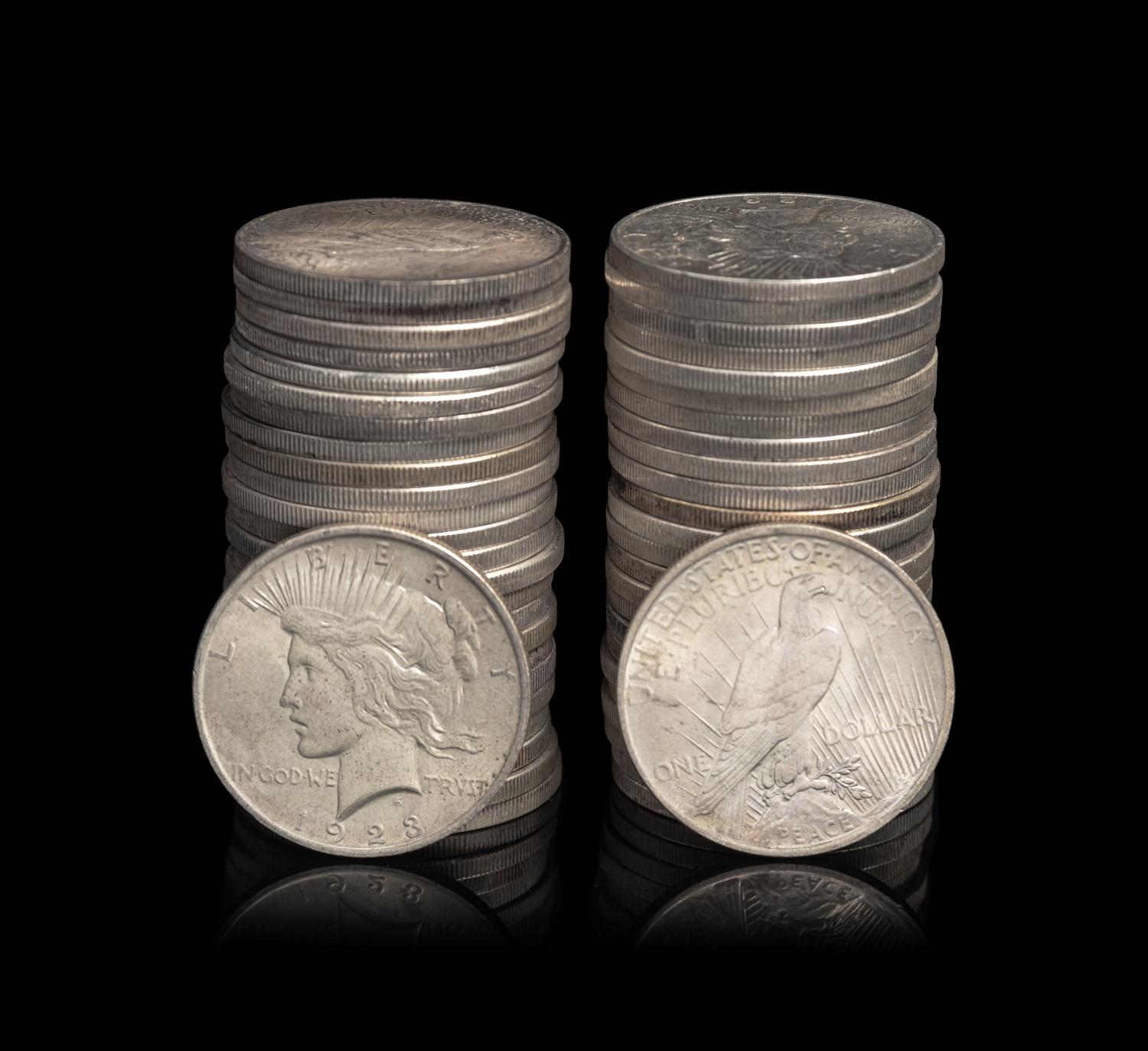 Fifty 1923 Peace $1 Coins
