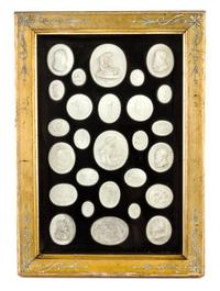 A Collection of Twenty-Seven Plaster Intaglios Width of widest 2 1/2 inches.