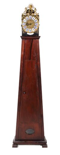 A French Porcelain Mounted Brass Wall Clock Height 75 1/2 inches. — GUIETEAND AMACON