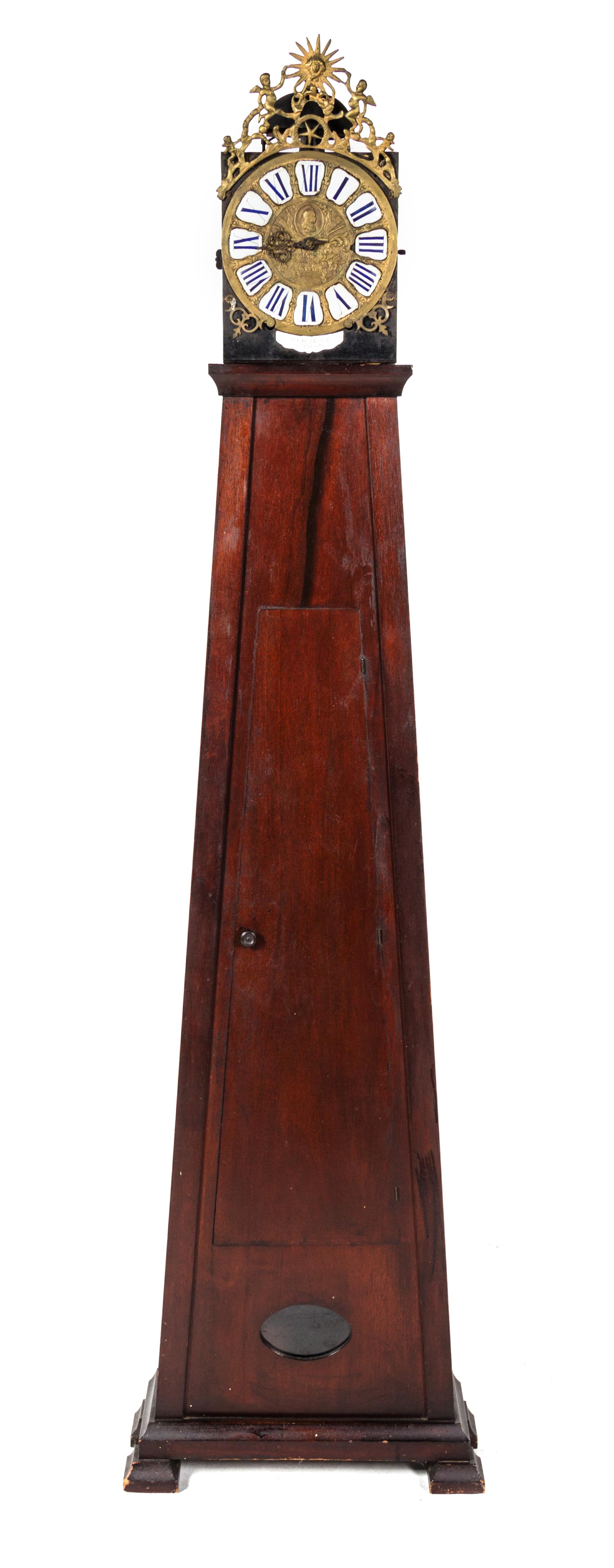 A French Porcelain Mounted Brass Wall Clock Height 75 1/2 inches. — GUIETEAND AMACON
