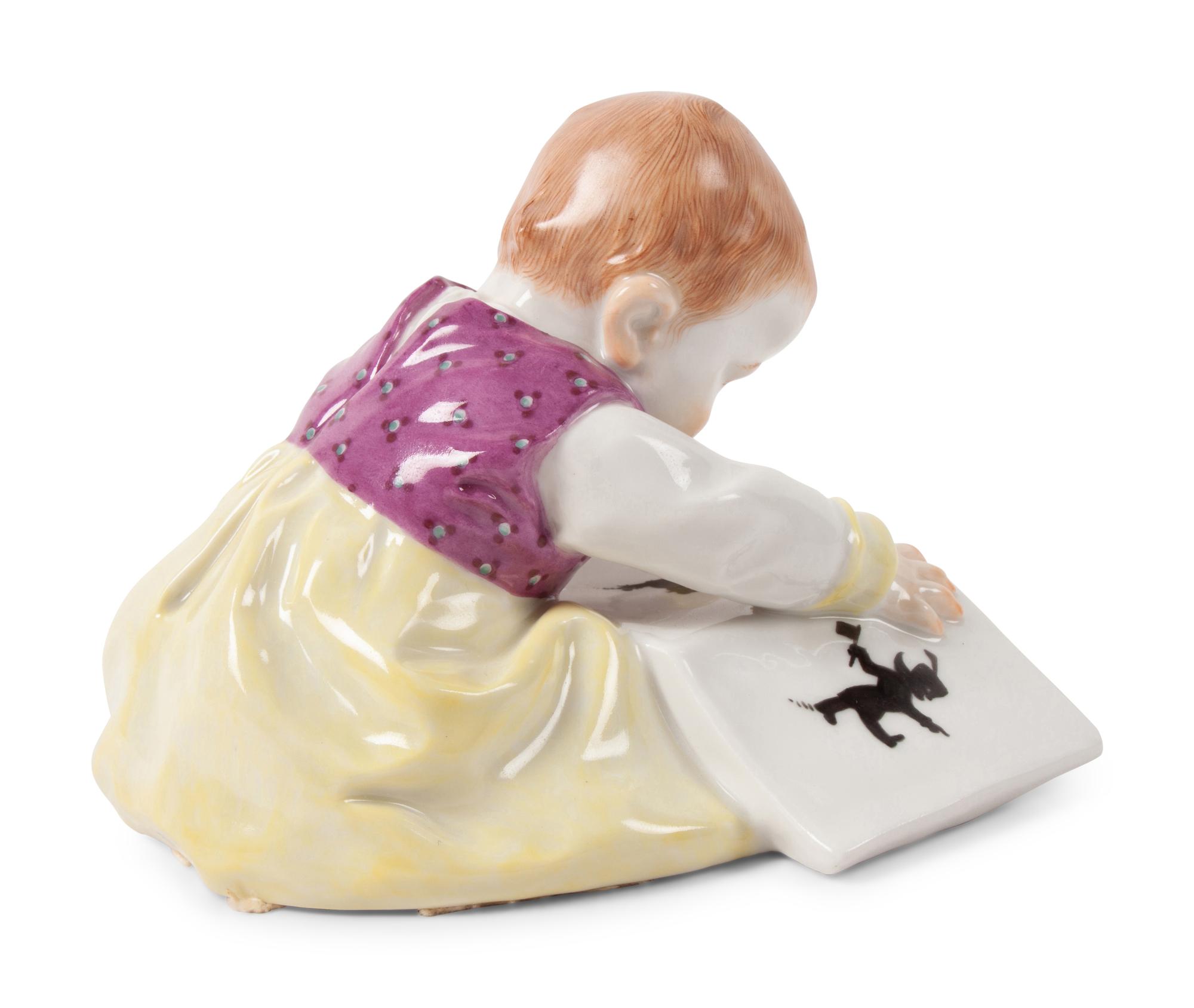 A Meissen Porcelain Baby Reading a Book, by Konrad Hentschel