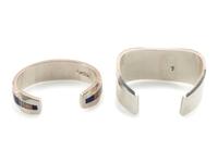 Navajo and Apache Silver and Inlay Cuff Bracelets