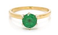 A 14 Karat Yellow Gold and Tsavorite Garnet Solitaire Ring, 1.90 dwts.
