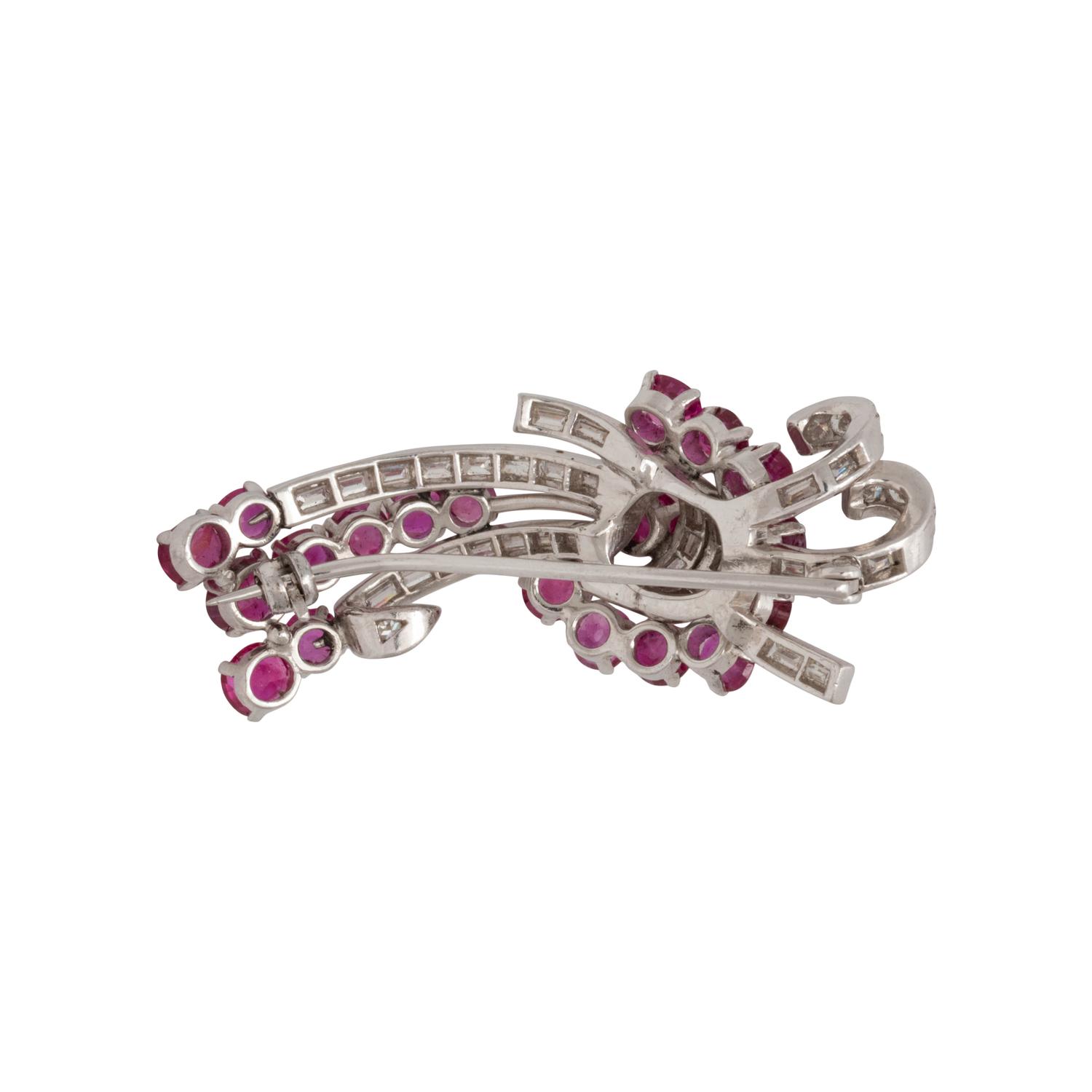 RUBY AND DIAMOND SPRAY BROOCH