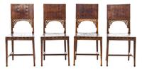 A Set of Four Secessionist Side Chairs Height 37 x width 17 3/8 x depth 17 1/2 inches.