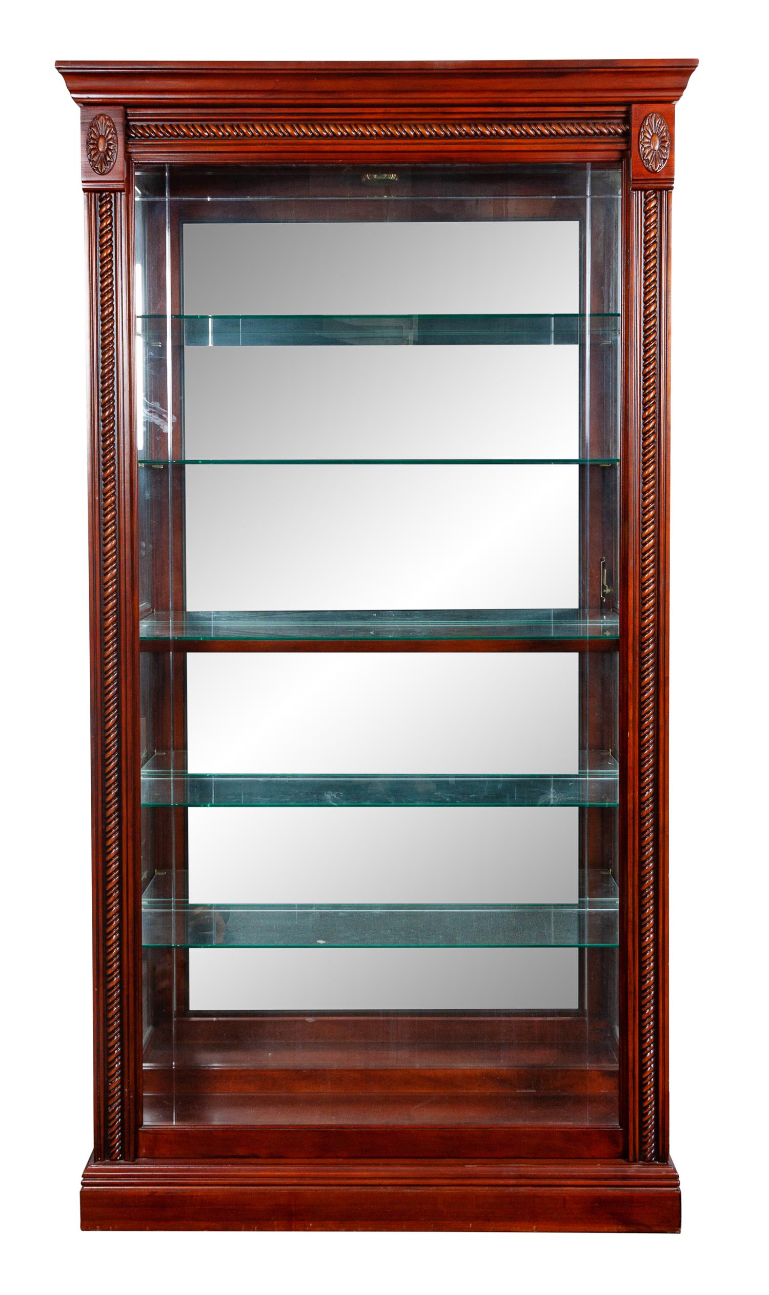 Two Wood and Glass Display Cases Height 79 1/2 inches.
