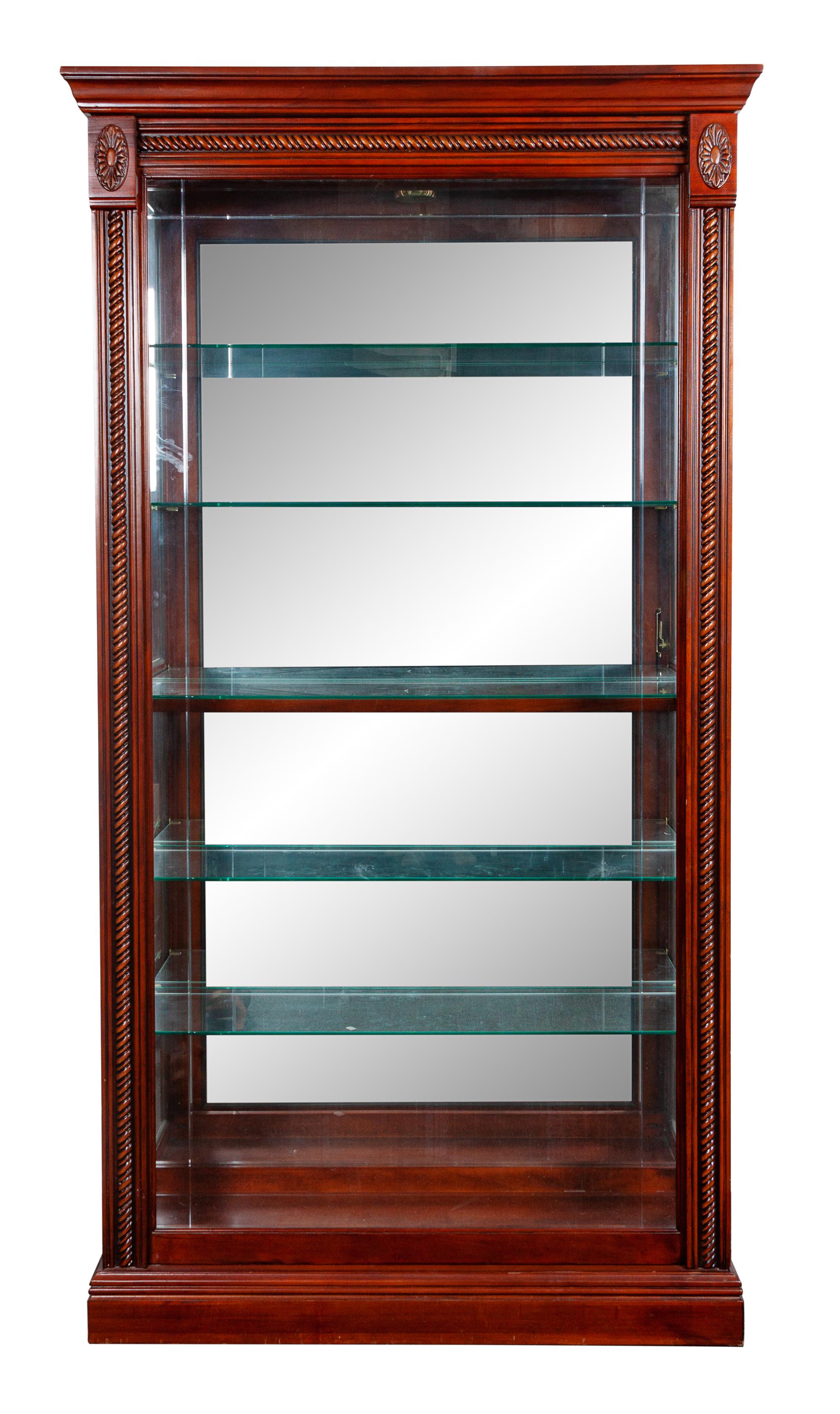Two Wood and Glass Display Cases Height 79 1/2 inches.
