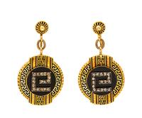 A Pair of Victorian 18 Karat Yellow Gold, Diamond, Onyx and Enamel Earclips, 6.20 dwts.