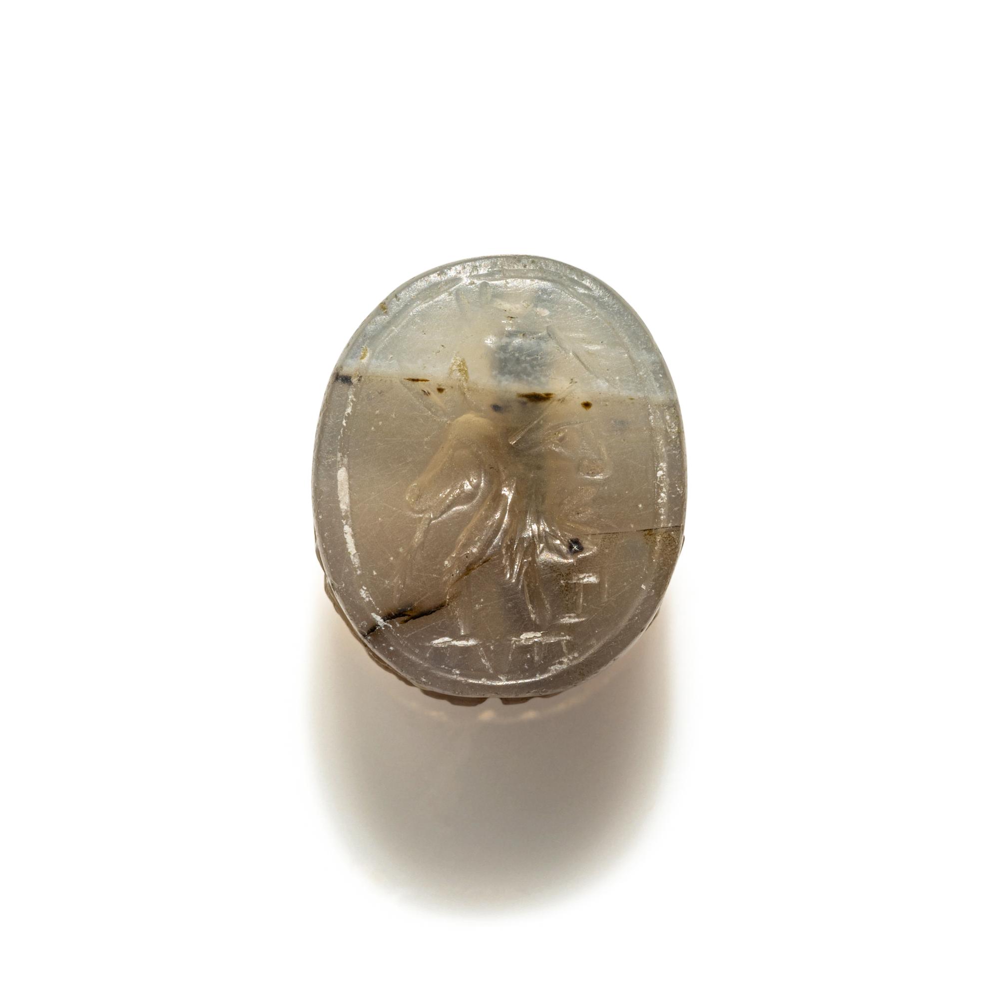 An Etruscan Chalcedony Scarab with a Gryllos