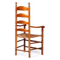 A William and Mary Style Turned Maple Ladder-Back Rush Seat Armchair