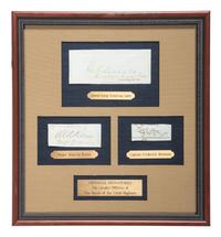 CUSTER, George Armstrong, RENO, Marcus, and BENTEEN, Frederick. A group of 3 clipped signatures of 7th Cavalry officers framed.