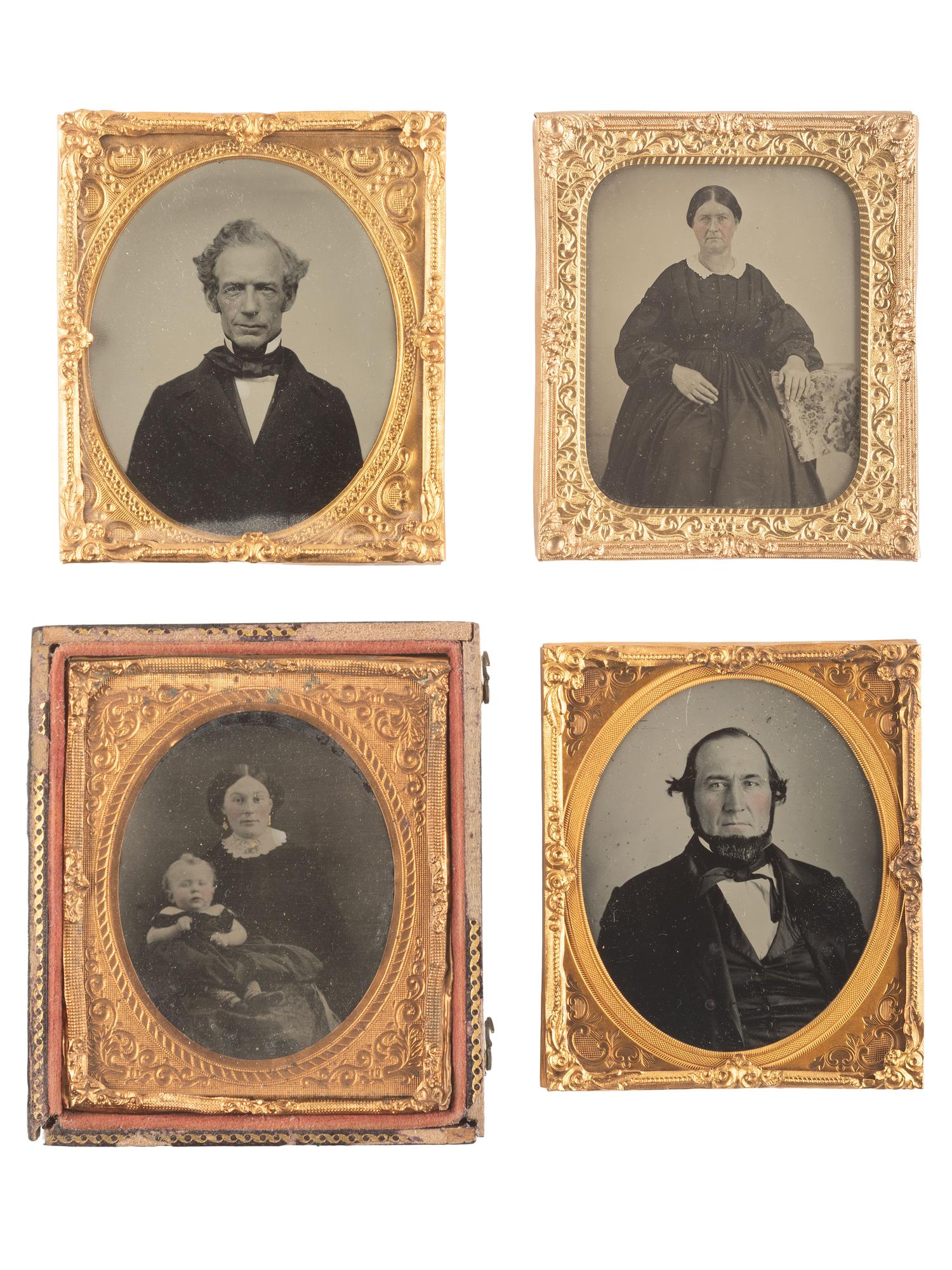 [EARLY PHOTOGRAPHY]. 40 assorted sixth and ninth plate ambrotype and tintype portraits of men, women, and children, incl. example by GUTEKUNST.