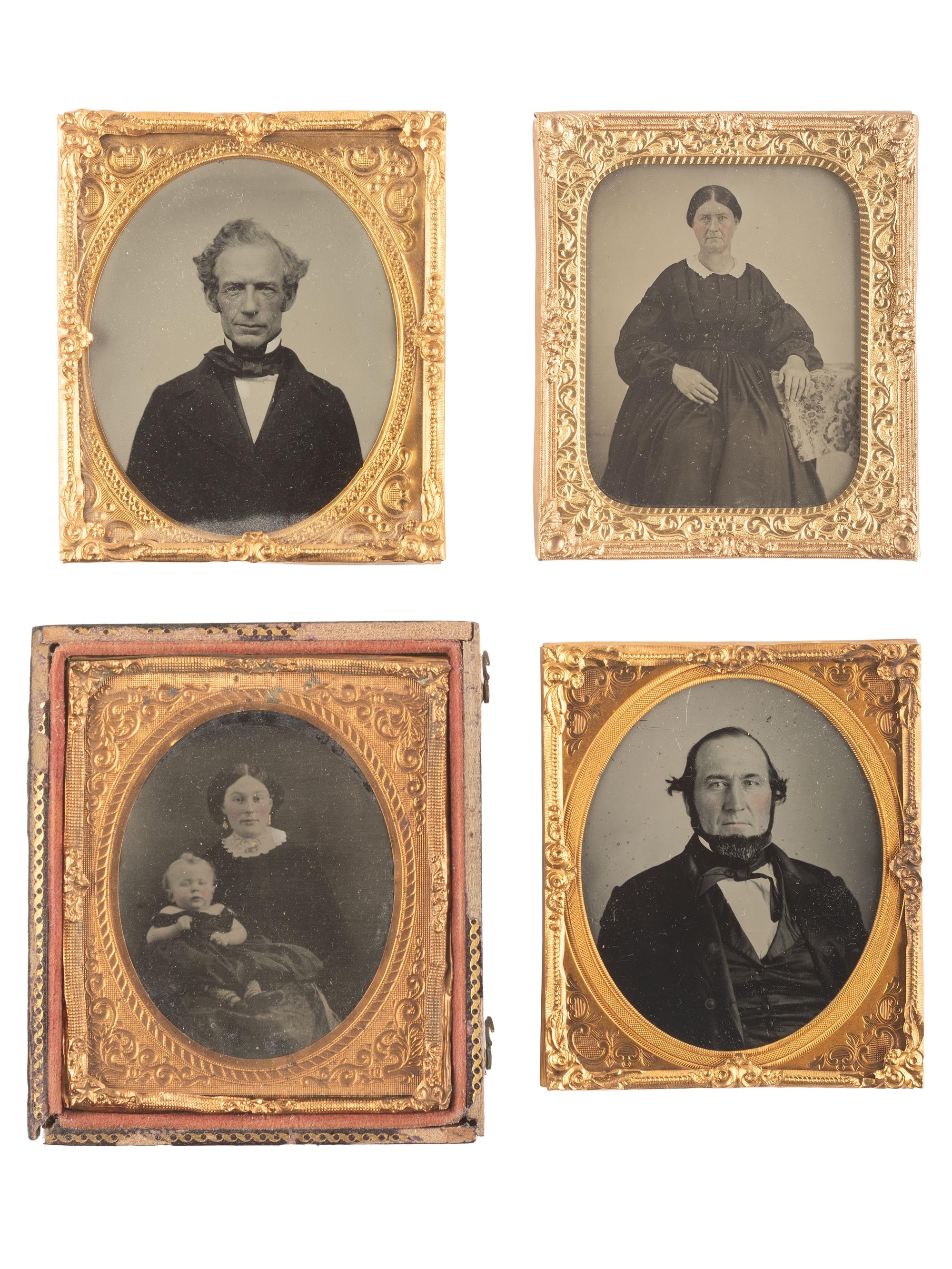 [EARLY PHOTOGRAPHY]. 40 assorted sixth and ninth plate ambrotype and tintype portraits of men, women, and children, incl. example by GUTEKUNST.