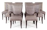 A Set of Dakota Jackson Leather Upholstered Dining Chairs