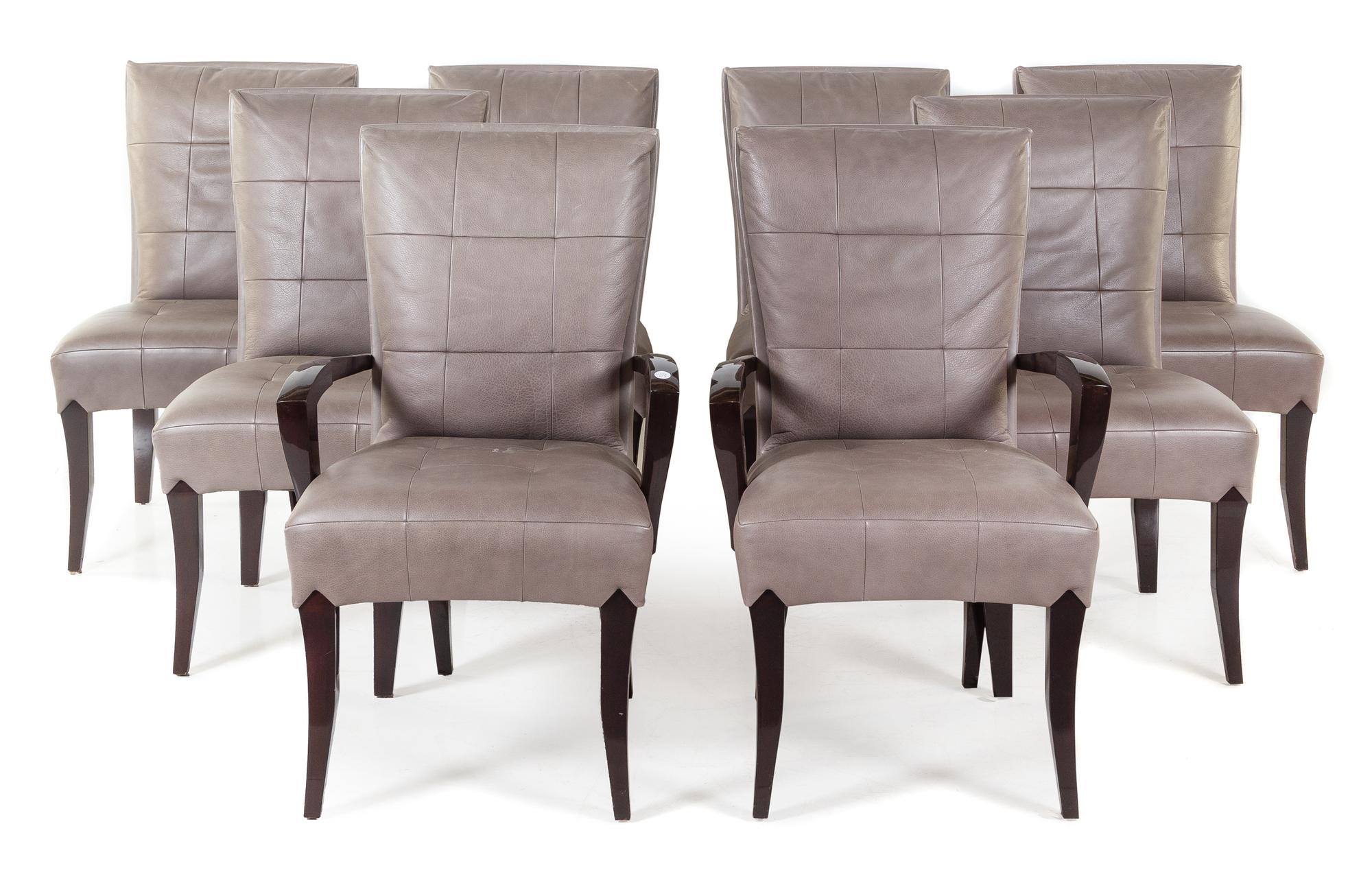 A Set of Dakota Jackson Leather Upholstered Dining Chairs