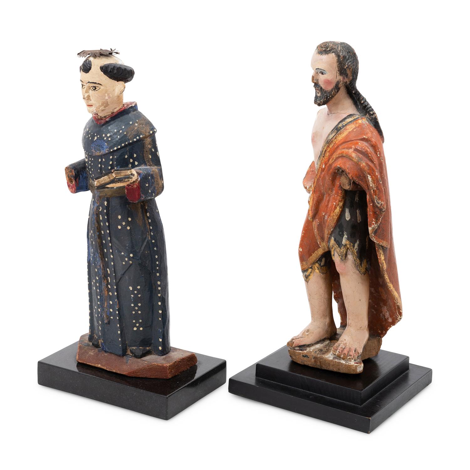 Two Continental Carved and Polychromed Santos Figures