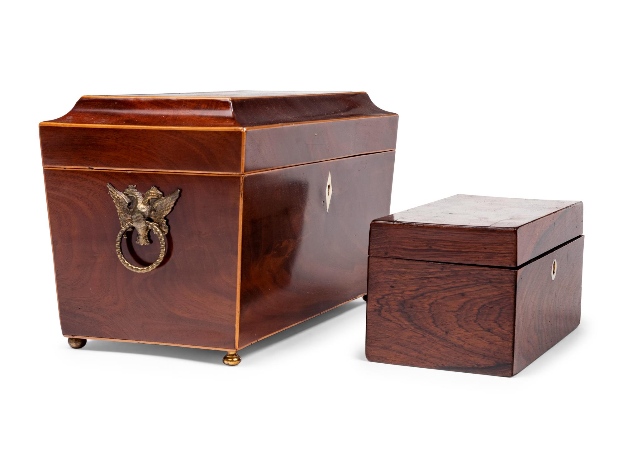 Two George III Mahogany Tea Caddies