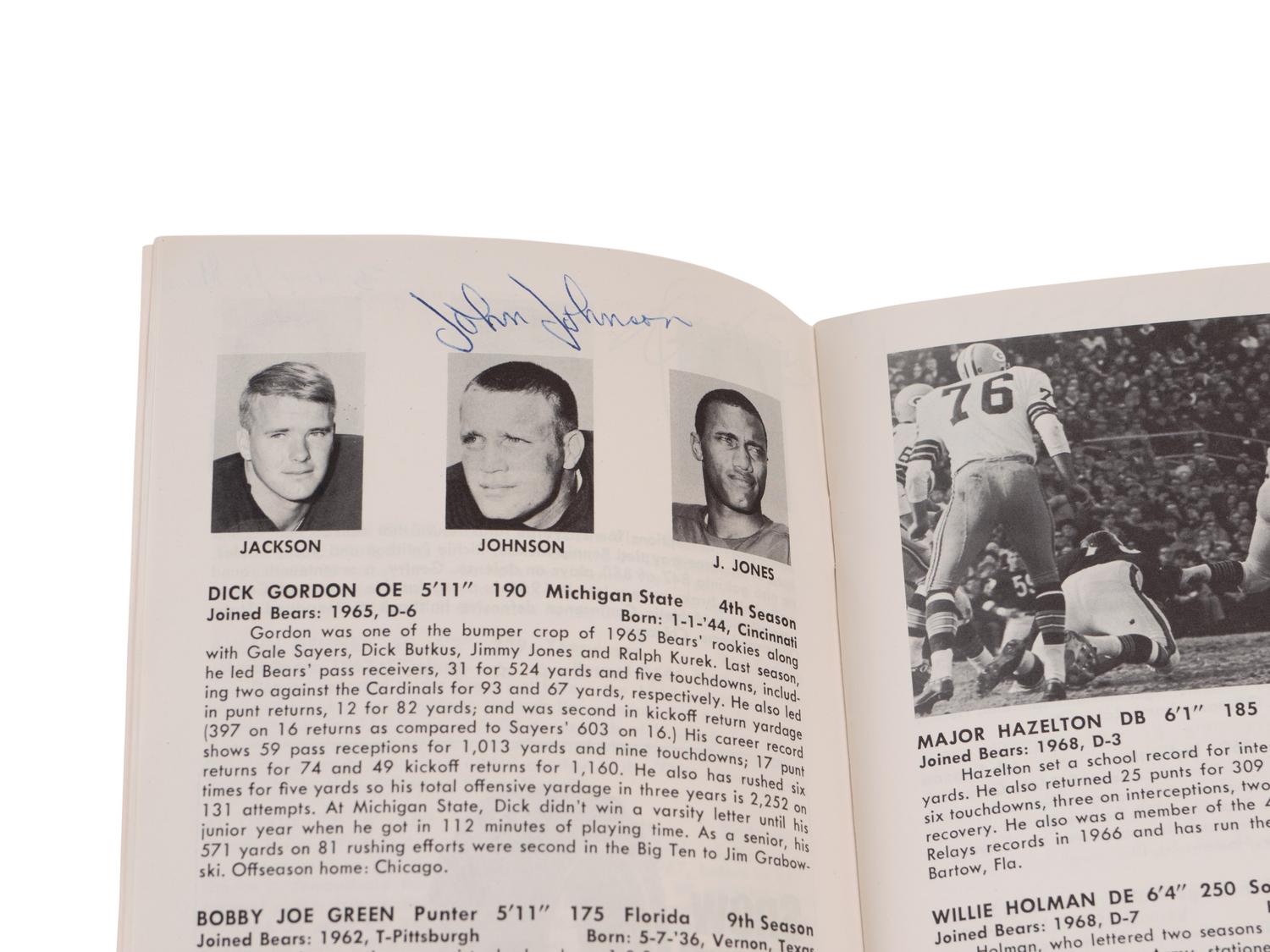 A 1968 Chicago Bears Signed Autograph Media Guide Including George Halas and Gale Sayers (PSA Authentic),