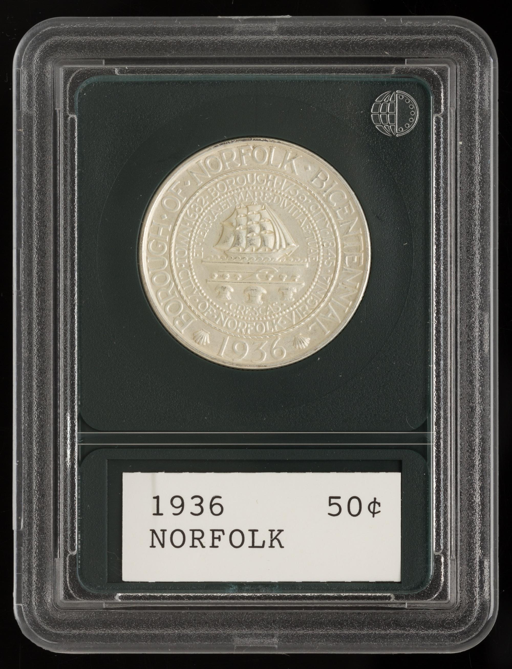 A United States 1936 Norfolk Commemorative 50c Coin