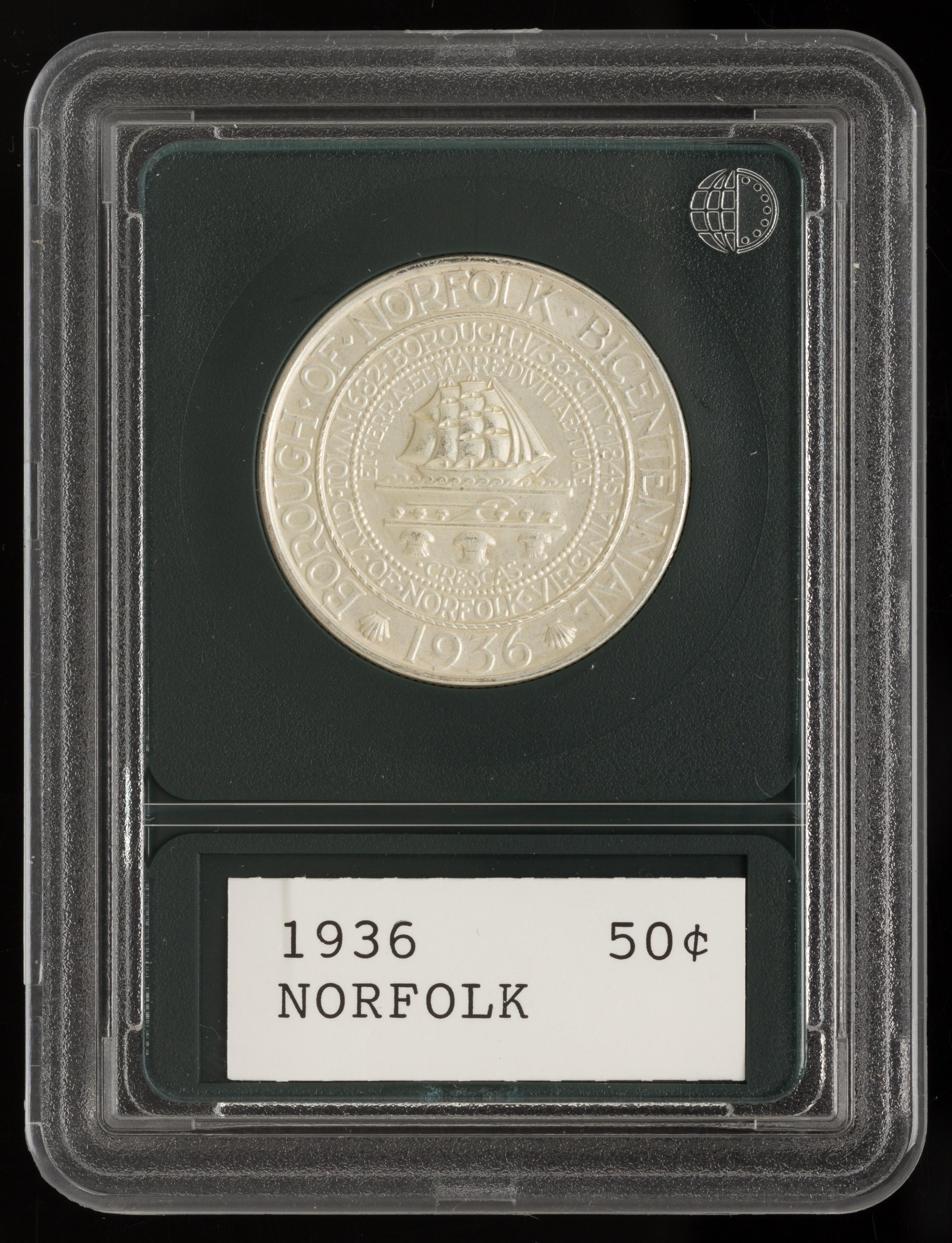 A United States 1936 Norfolk Commemorative 50c Coin