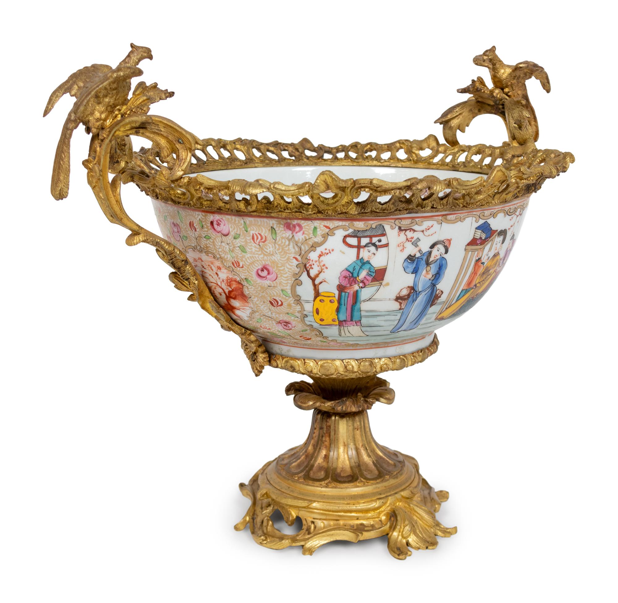 A Louis XV Style Gilt-Bronze-Mounted Chinese Porcelain Centerbowl