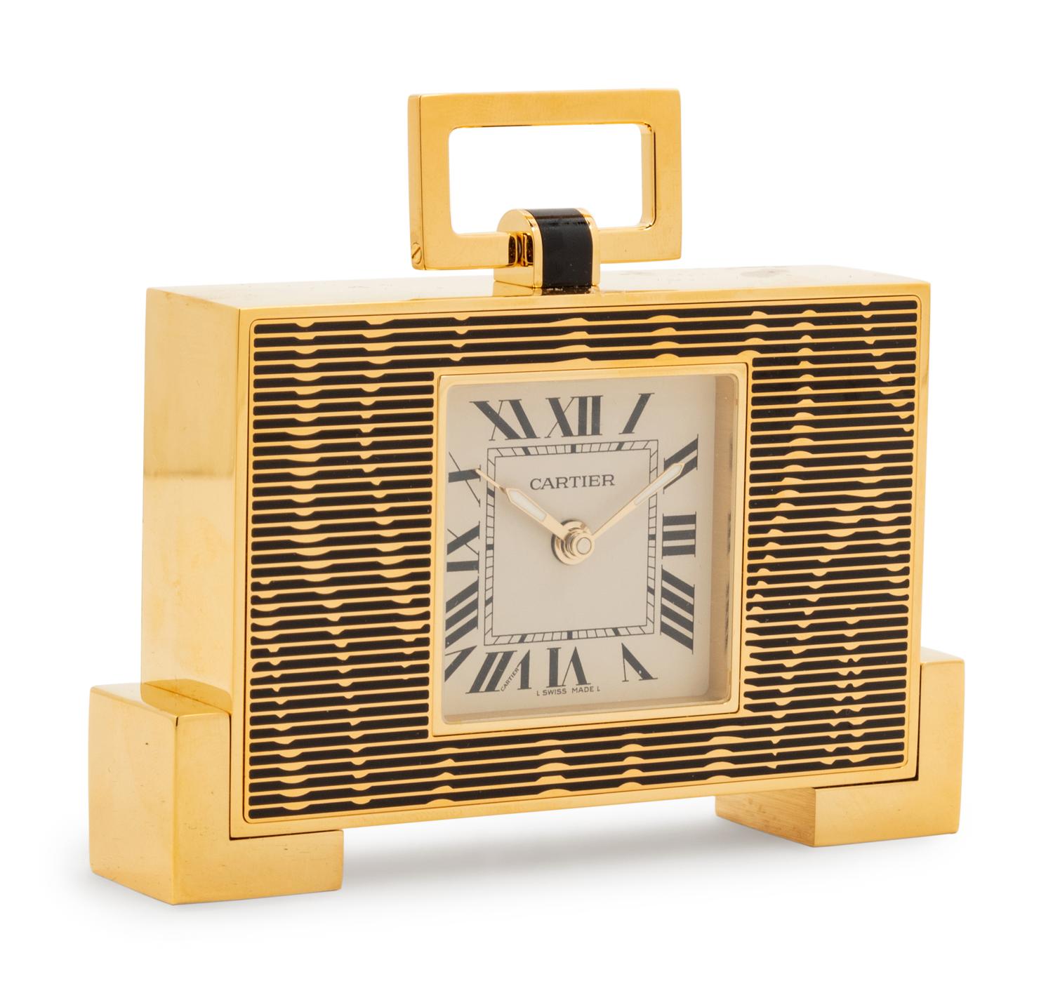 A Cartier Art Deco Style Travel Clock