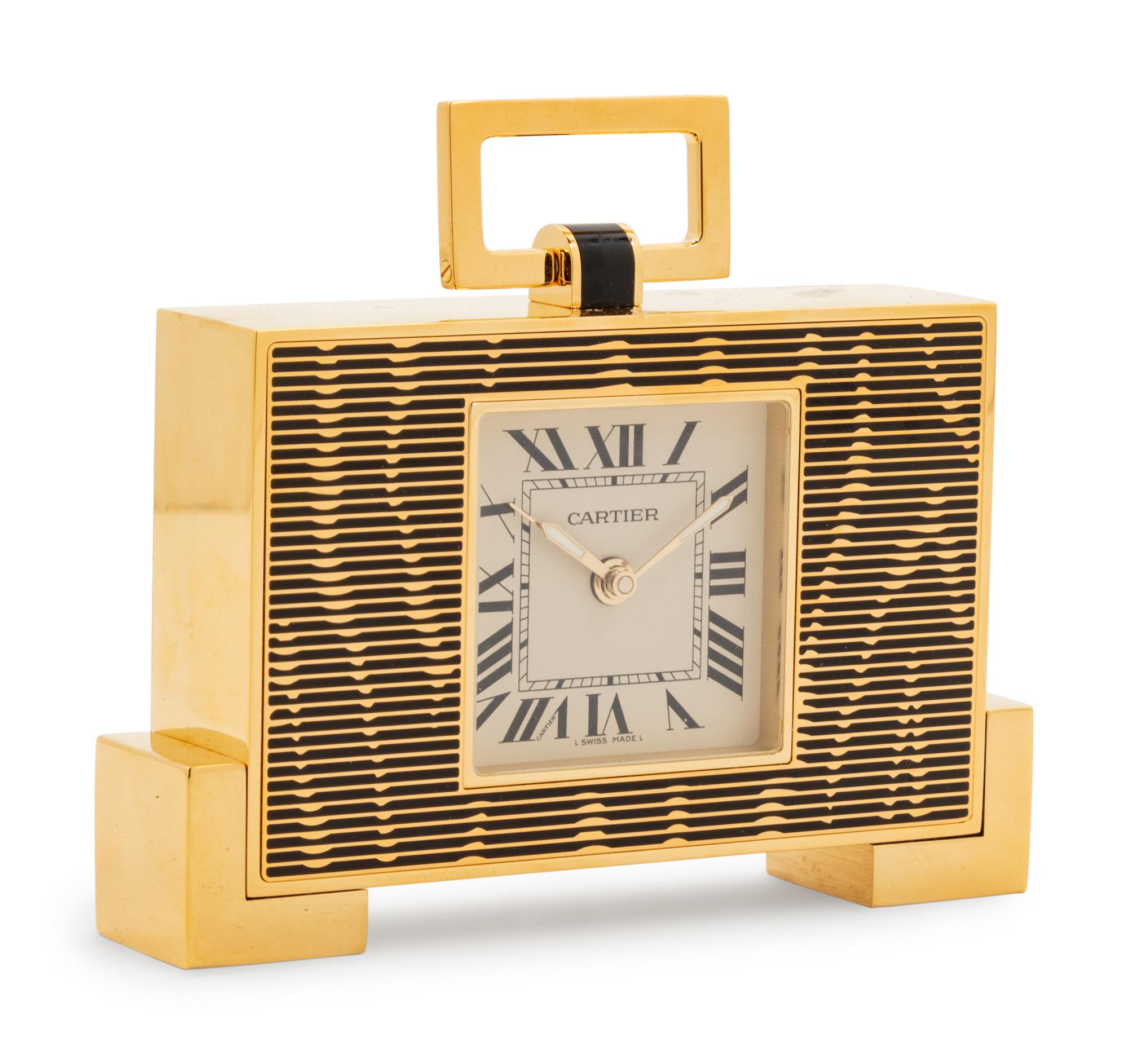 A Cartier Art Deco Style Travel Clock