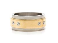 An 18 Karat Yellow Gold and Stainless Steel Santos 100 Ring, Cartier, 15.40 dwts.