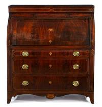 Federal inlaid mahogany cylinder desk baltimore, md, circa 1800