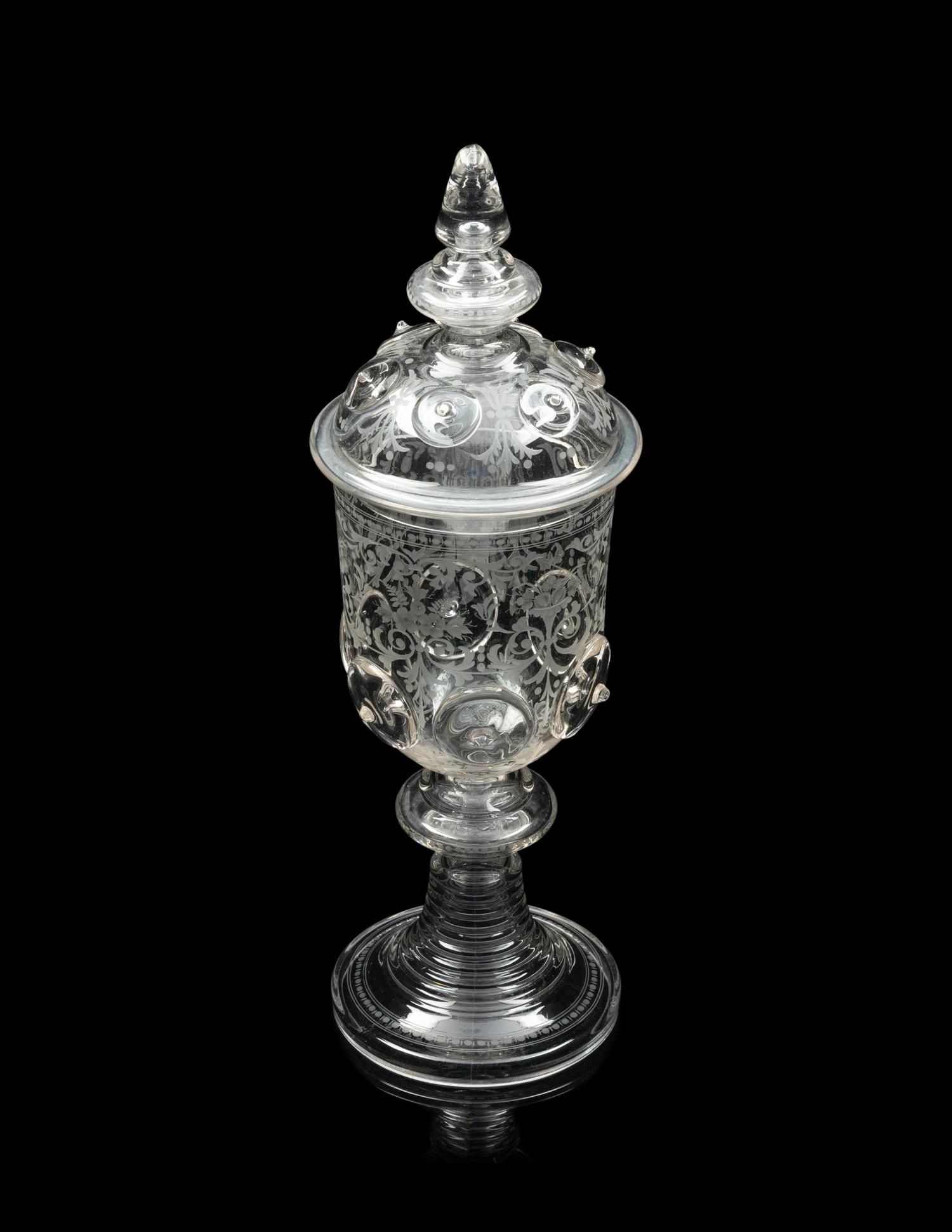 A Continental Etched Glass Pokal