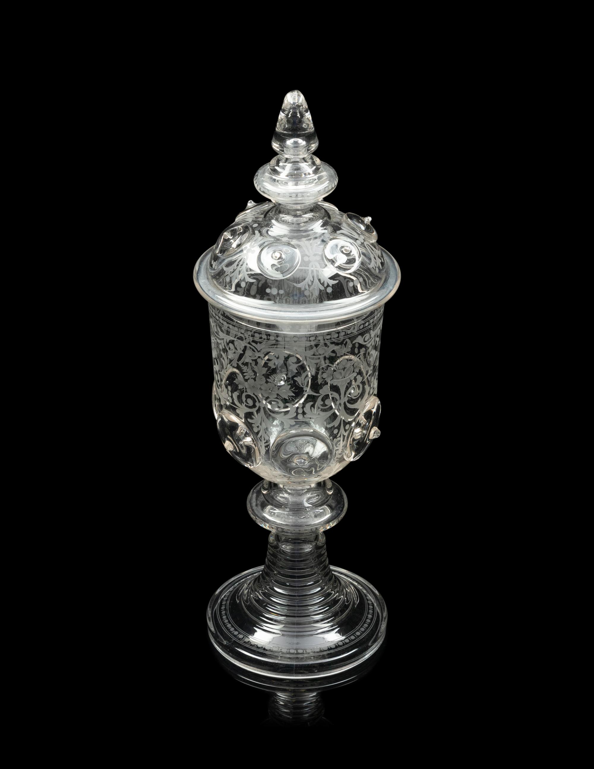 A Continental Etched Glass Pokal