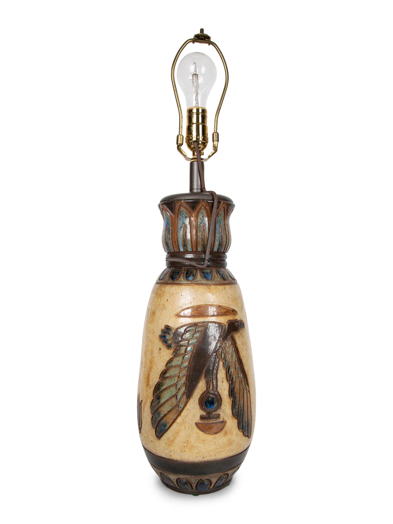 A French Polychrome Glazed Stoneware Vase with Egyptian Motif signed Dubois — 20TH CENTURY