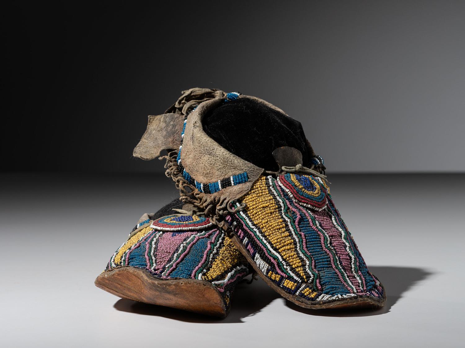 Kiowa Beaded Buffalo Hide Moccasins