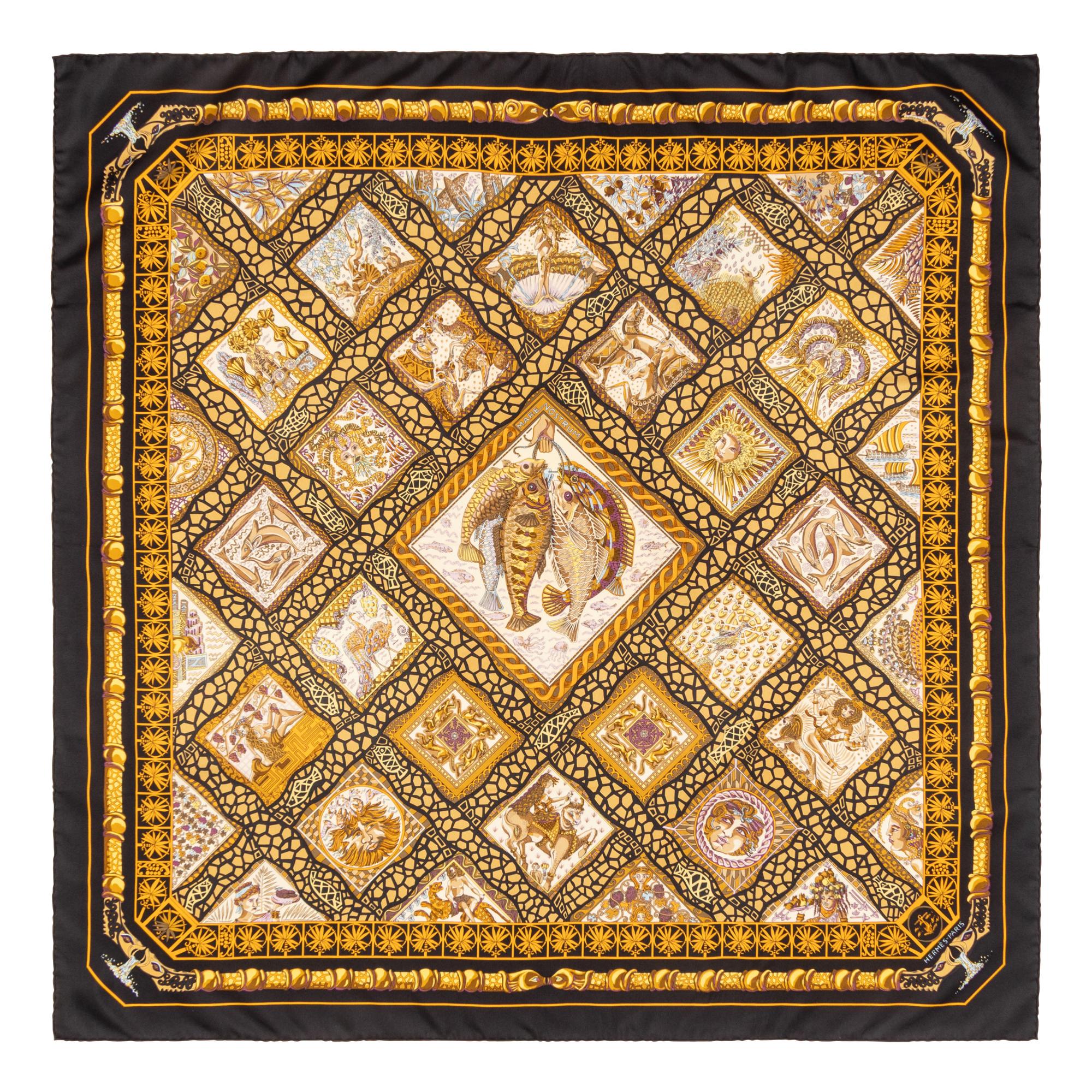 Hermès, Three Printed Silk Scarves 90