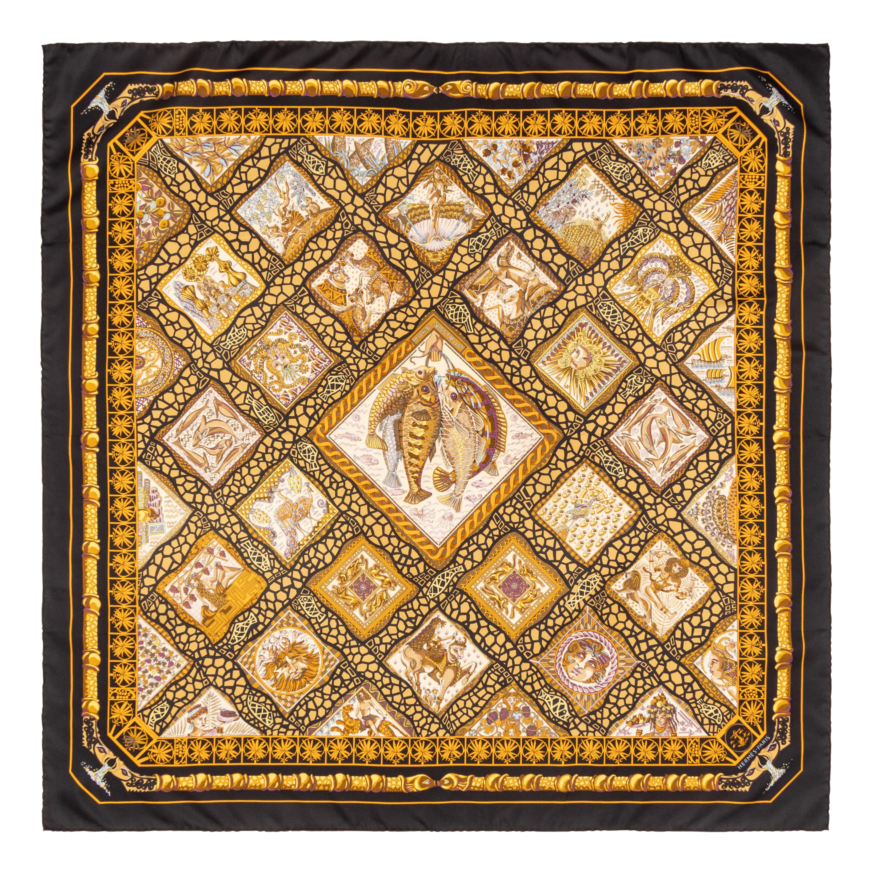 Hermès, Three Printed Silk Scarves 90