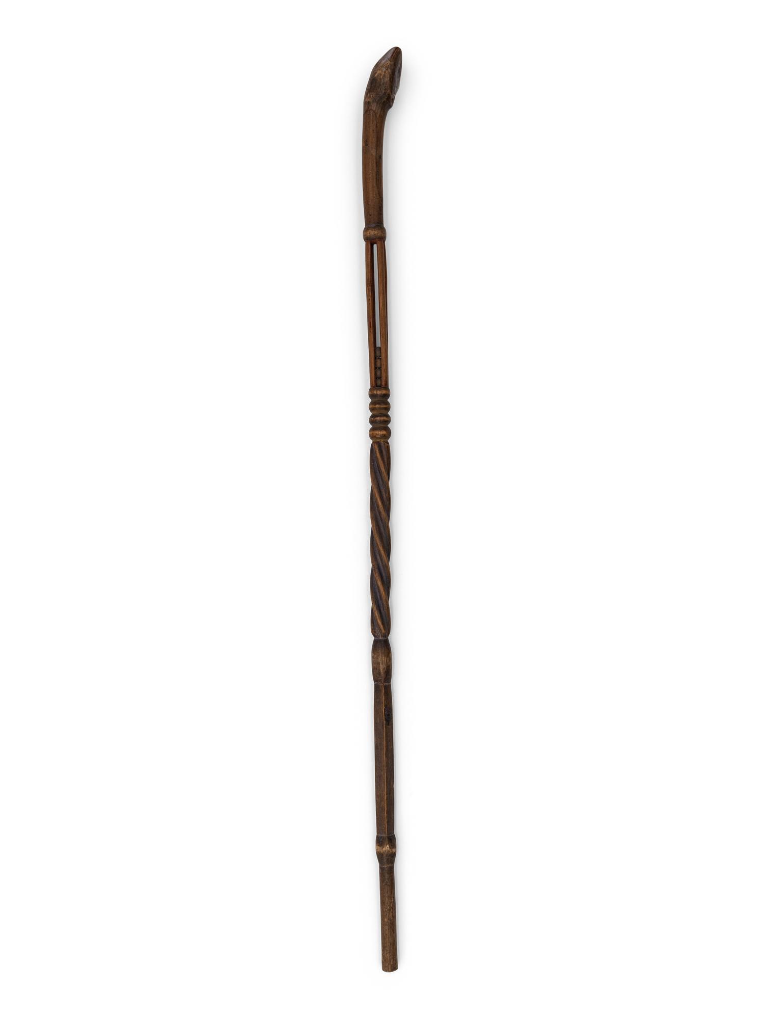 Western Great Lakes Polychrome Wood Staff, with Puzzle Stem