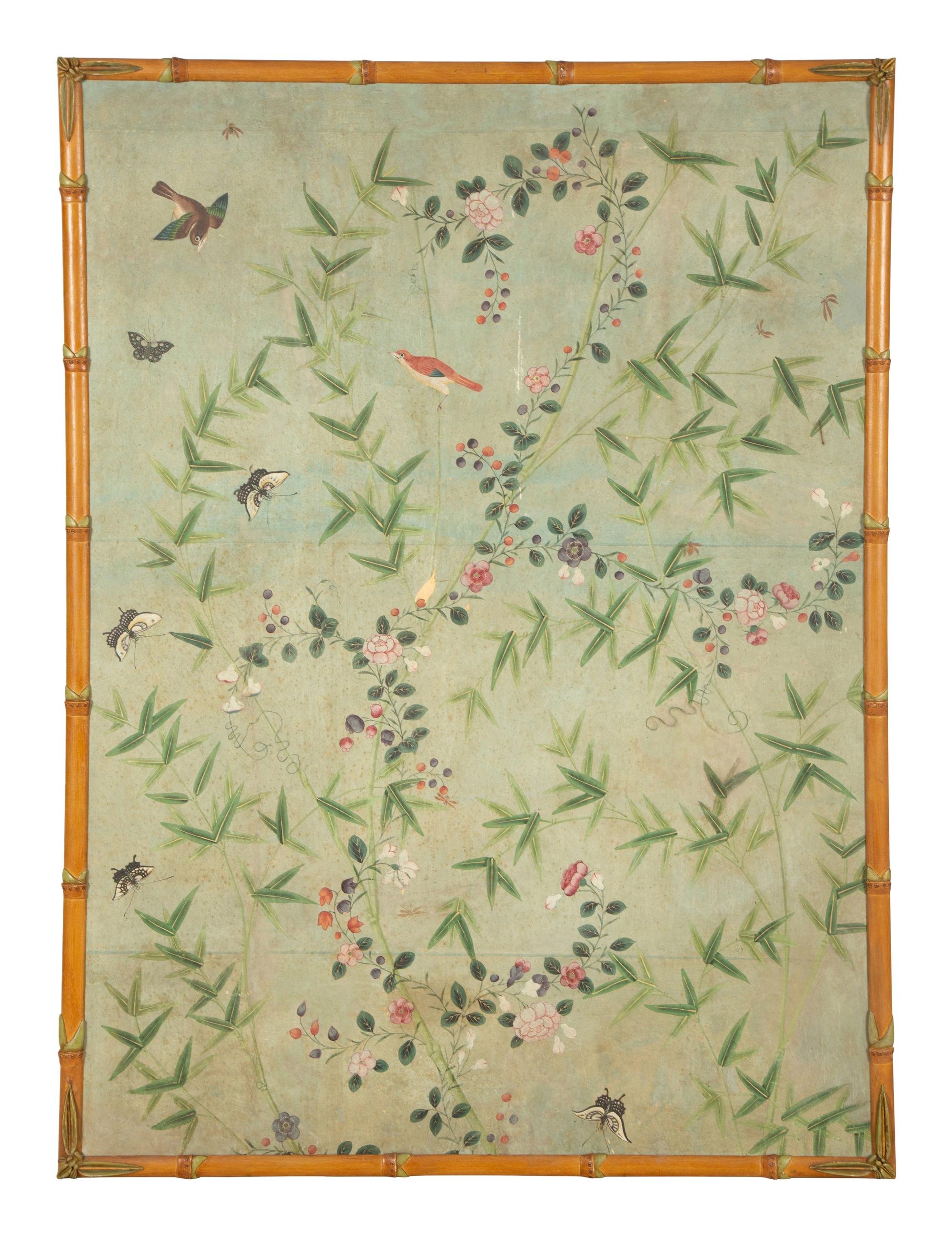 A Pair of Chinoiserie Wallpaper Panels — 19th/20th Century
