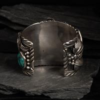 Large Navajo Silver and Turquoise Cuff Bracelet