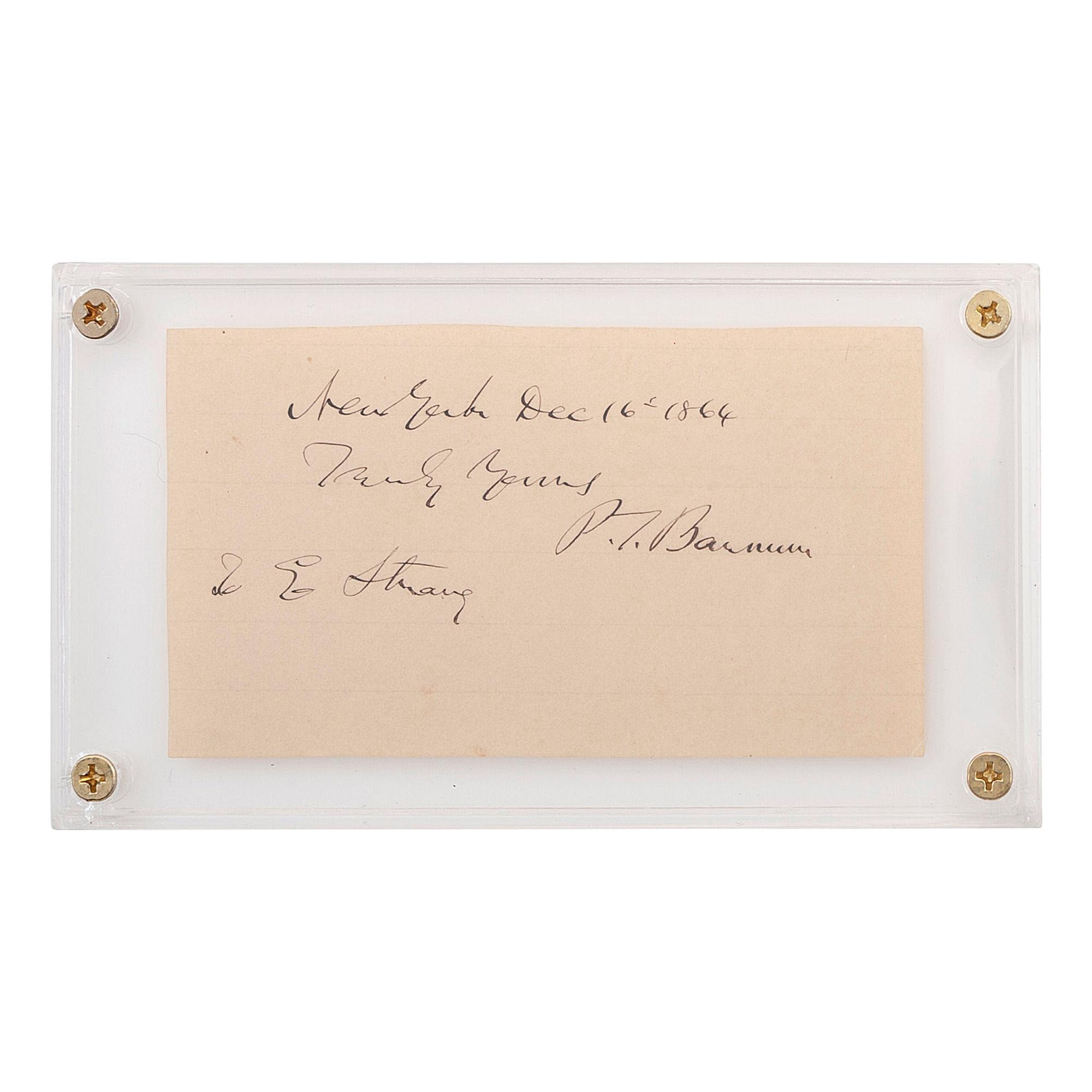 [AUTOGRAPHS & MANUSCRIPTS] -- [ENTERTAINMENT]. A group of 2 items related to American showmen P.T. BARNUM (1810-1891) and Robert RIPLEY (1890-1949).