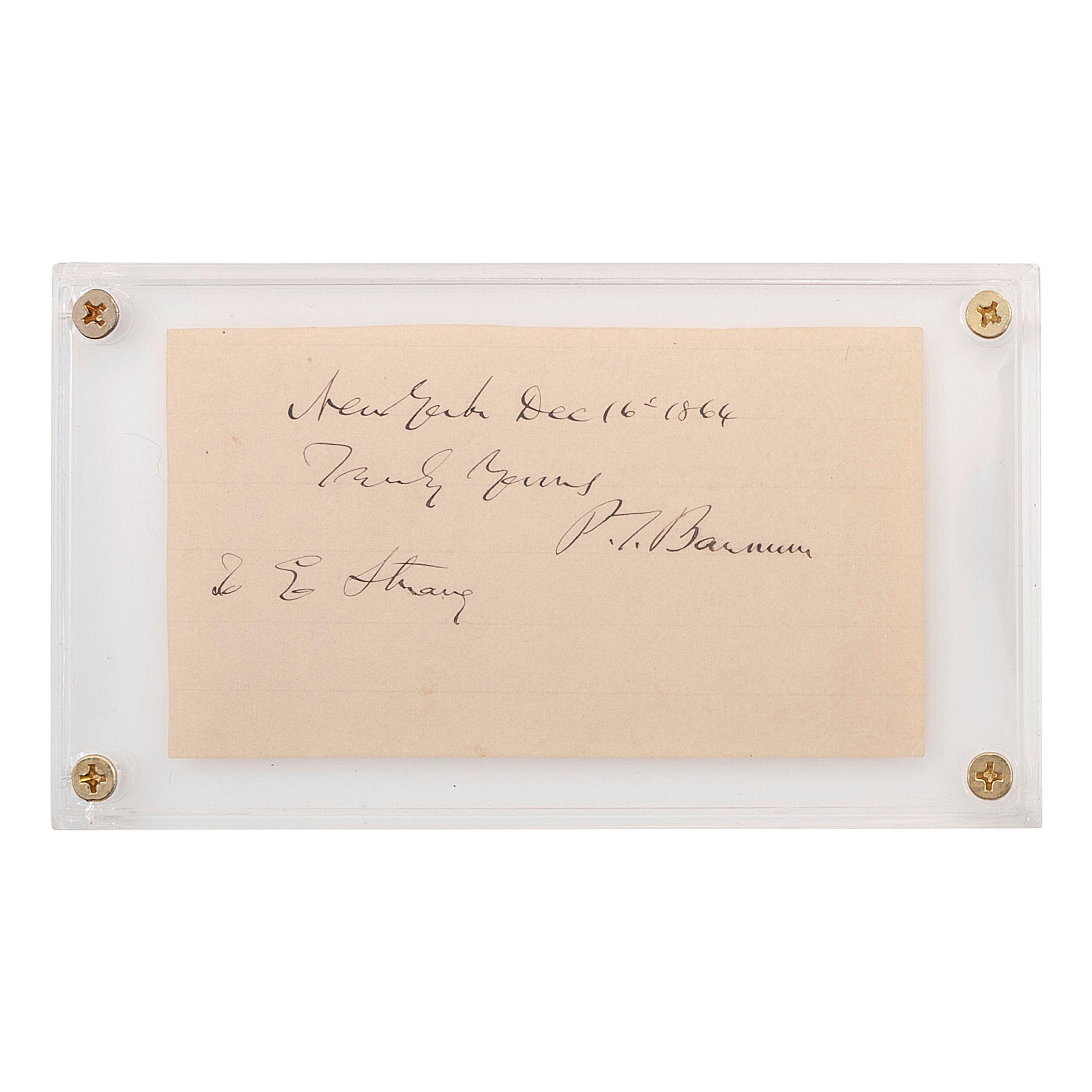 [AUTOGRAPHS & MANUSCRIPTS] -- [ENTERTAINMENT]. A group of 2 items related to American showmen P.T. BARNUM (1810-1891) and Robert RIPLEY (1890-1949).